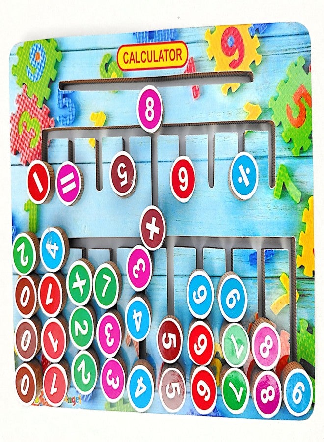 EL SMO Math Computational Teaching Aid Math Skill Booster Puzzle Game Learning Wooden Number Computation Board Early Educational Stem Toy for Kids Children Boys Girls Toddlers - Image 1